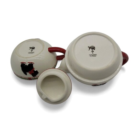 KATE WILLIAMS Teapot and Cup Set Scottie Dog Plaid Ceramic Global Design - Picture 9 of 12